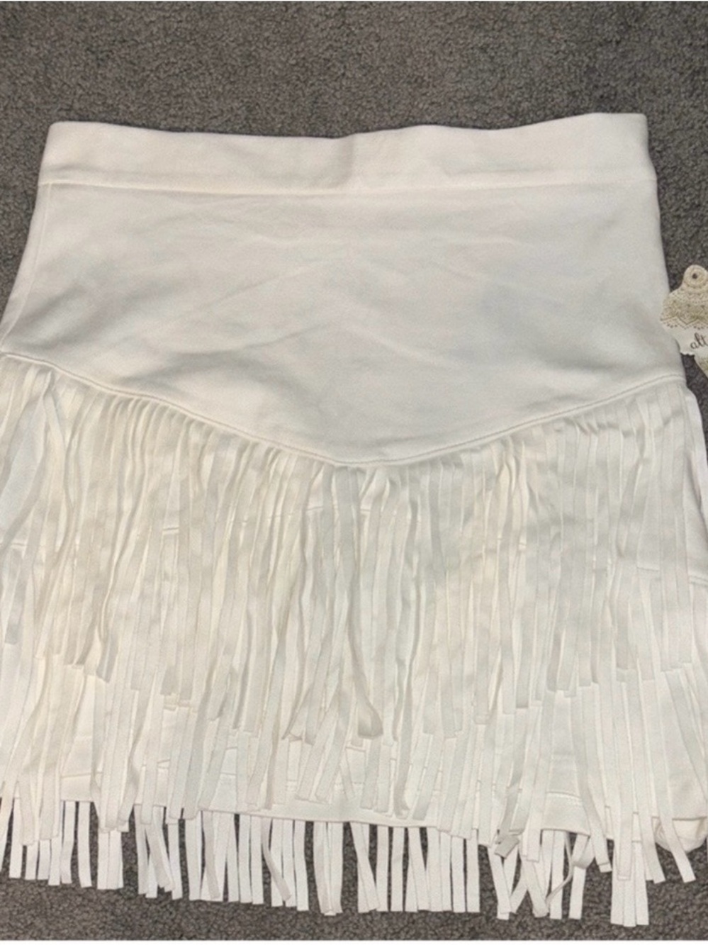 Altar'd State White Fringe Midi Skirt